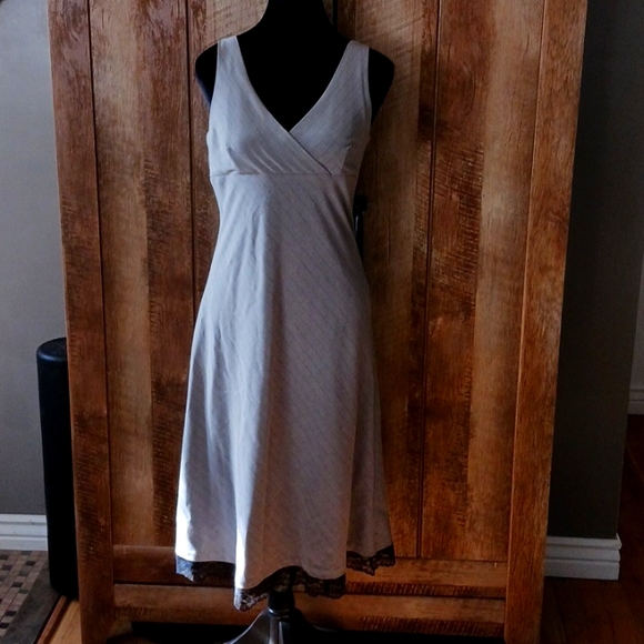 Vintage Y2K Necessary Objects Tank Dress M Surplice V-Neck Lace Hem Sleeveless - Picture 1 of 5